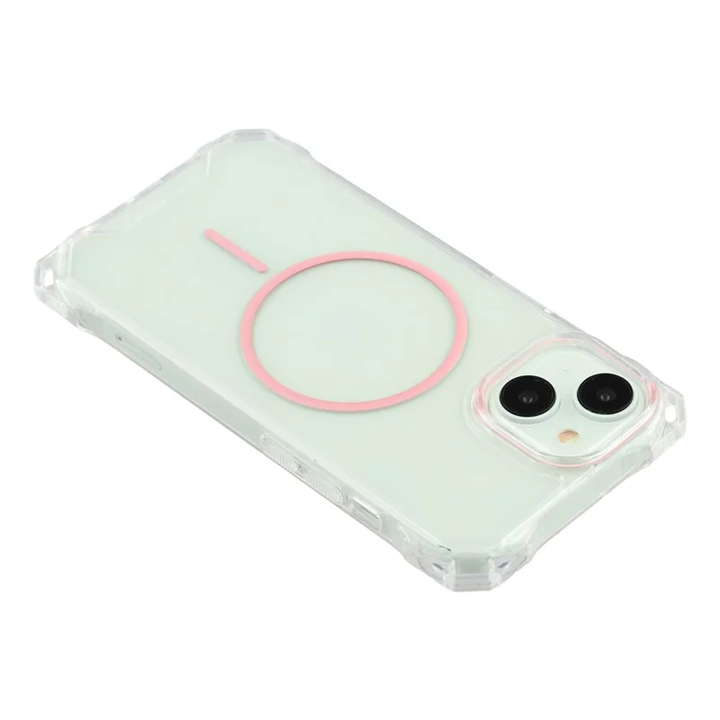 For iPhone 14 Magnetic Case Drop-Proof TPU + PC Phone Back Cover - Pink