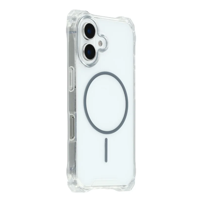 For iPhone 16 Magnetic Case with Lanyard Drop-Proof TPU + PC Phone Back Cover - Grey