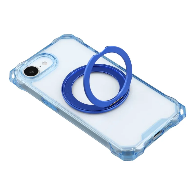 For iPhone 17e / 16e Magnetic Case Ring Kickstand TPU + PC Phone Cover - Blue