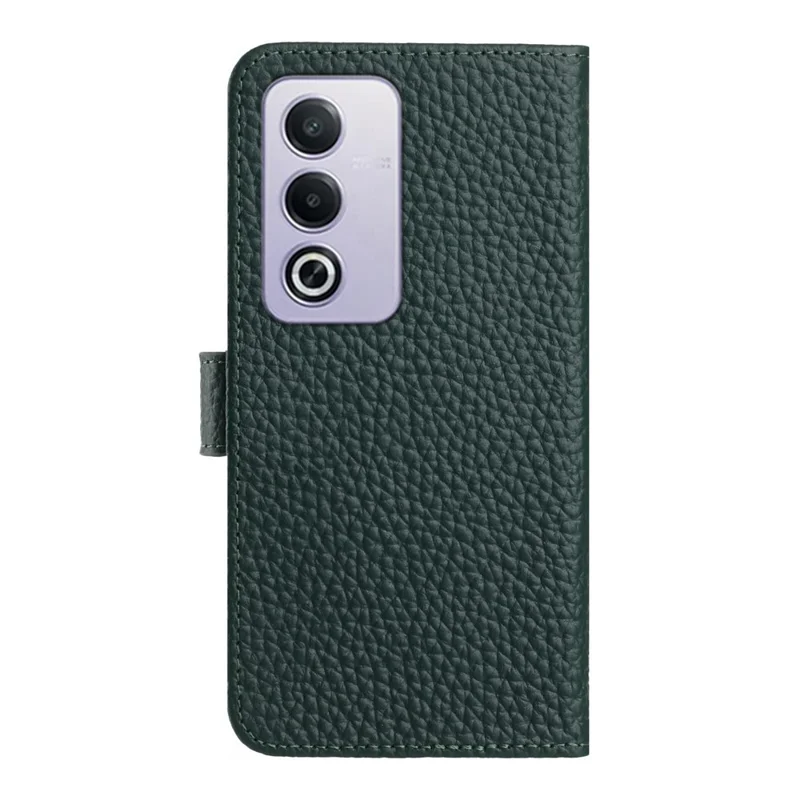 Flip Handyhülle für Oppo A5 5G / A3 Pro (Global) 5G / A80 5G / K12x 5G (Global) Brieftasche Ständer Litschitextur Echtes Rindsleder Hülle - Grün