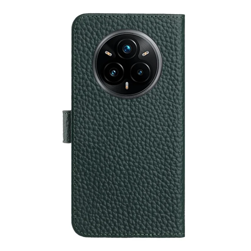 Voor Realme 14 Pro+ 5G Hoesje Portemonnee Stand Litchi Structuur Echt Rundleder Flip Hoesje - Groen