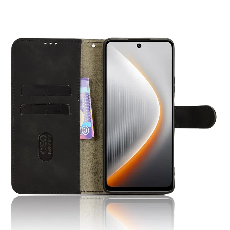 Für TECNO Pova 7 4G Lederhülle Hautgefühl Stoßfest Geldbörse Klapphülle - Schwarz