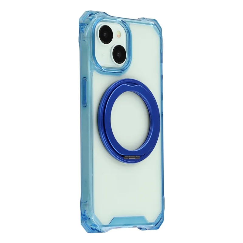 For iPhone 15 Magnetic Case Ring Kickstand TPU + PC Phone Cover - Blue