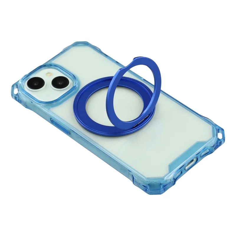 For iPhone 15 Magnetic Case Ring Kickstand TPU + PC Phone Cover - Blue