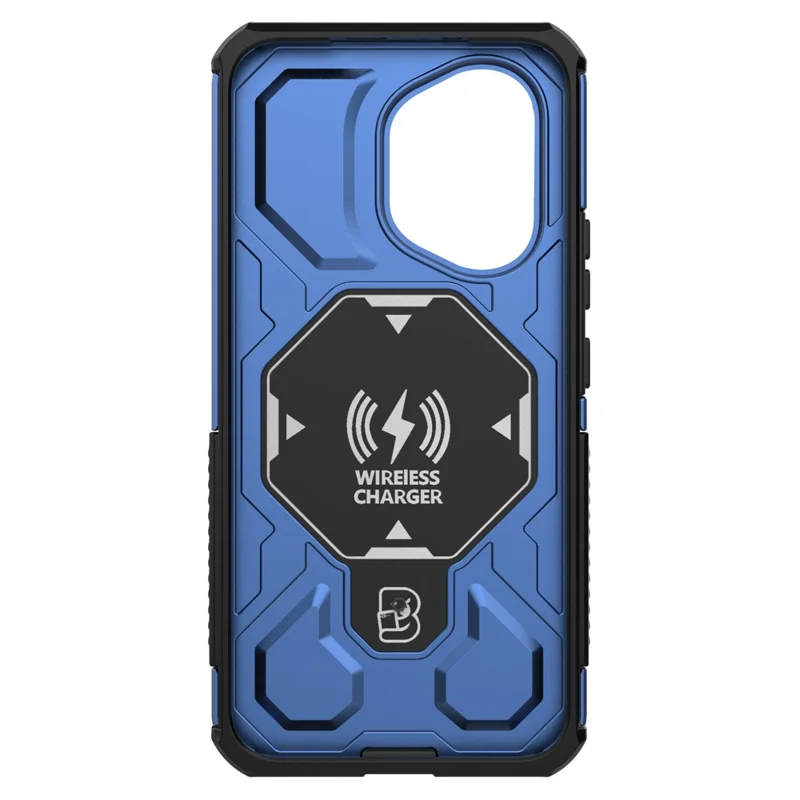 Pour Honor 400 5G (Global) Étui Magnétique avec Support Métallique Rotatif Antichoc PC + TPU Coque Arrière de Téléphone - Bleu Foncé