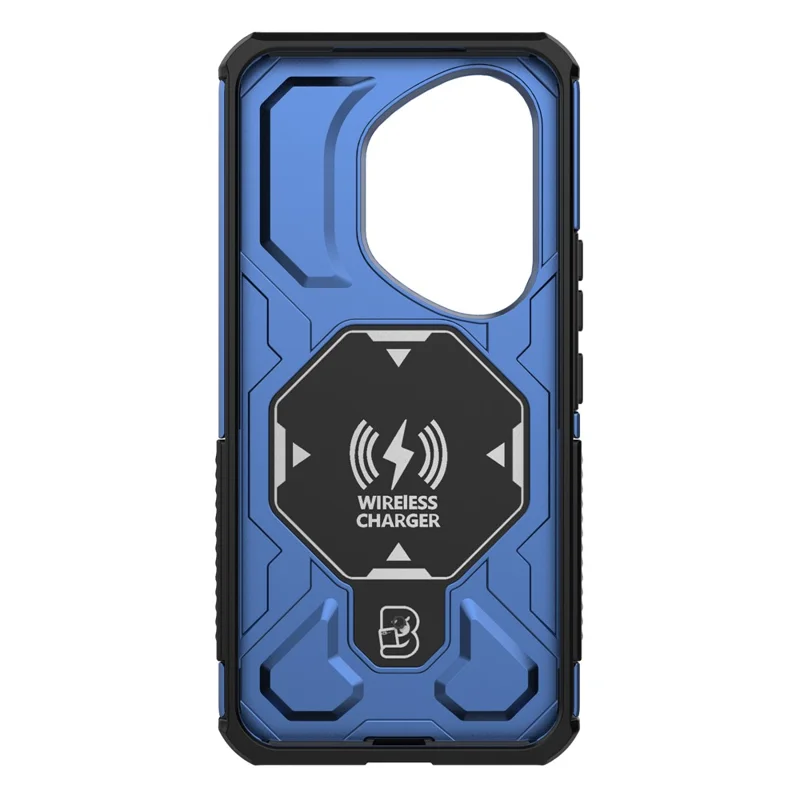 Für Honor 400 Pro 5G (Global) Magnetische Hülle mit rotierendem Metallständer, stoßfest, PC + TPU Handyrückseite - Dunkelblau