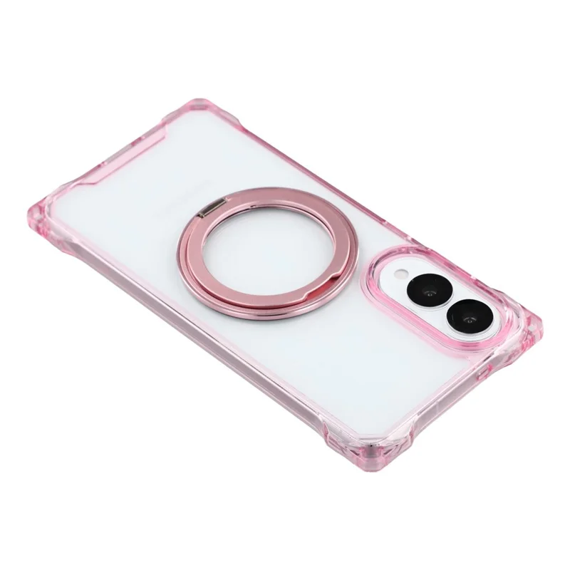 For Samsung Galaxy S25 Edge Magnetic Case Ring Kickstand TPU + PC Phone Cover - Pink