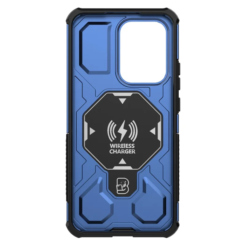 For Oppo Reno13 Pro 5G Magnetic Case Rotating Metal Kickstand Shockproof PC + TPU Phone Back Cover - Dark Blue