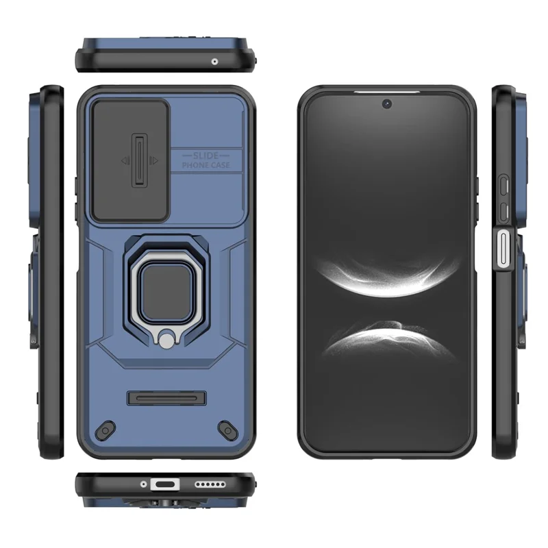Für Huawei nova 14 5G Hülle PC + TPU Ständer Handyschutzhülle mit Objektivschutz - Blau