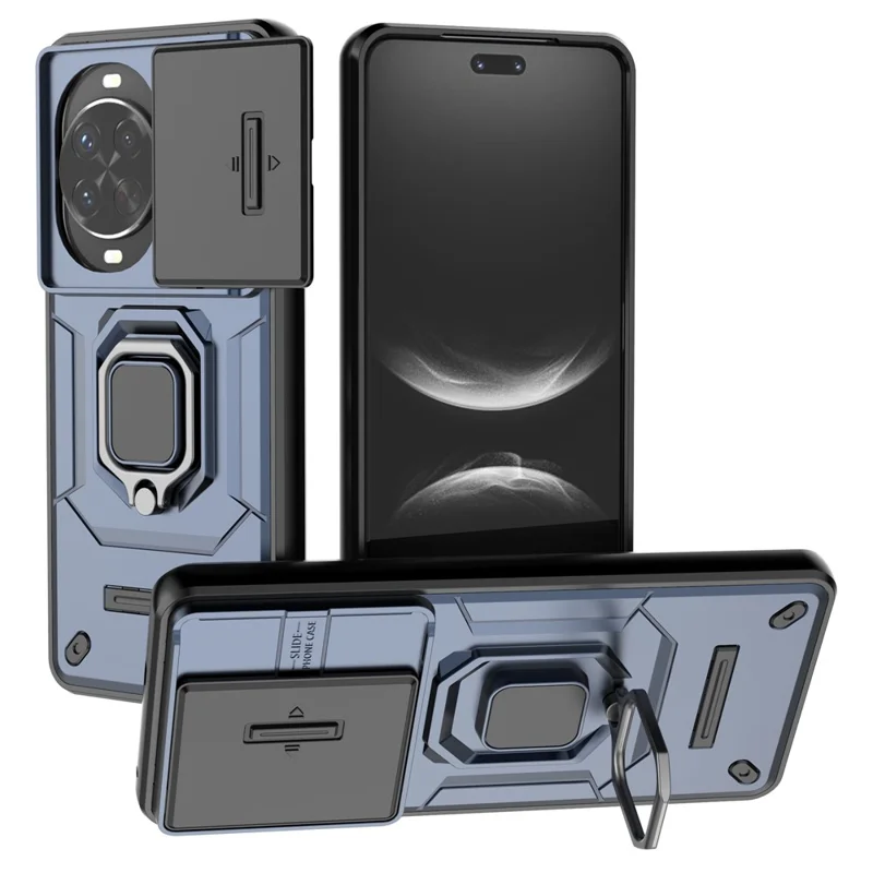 For Huawei nova 14 Pro 5G Case PC + TPU Kickstand Phone Protector with Lens Cover - Blue