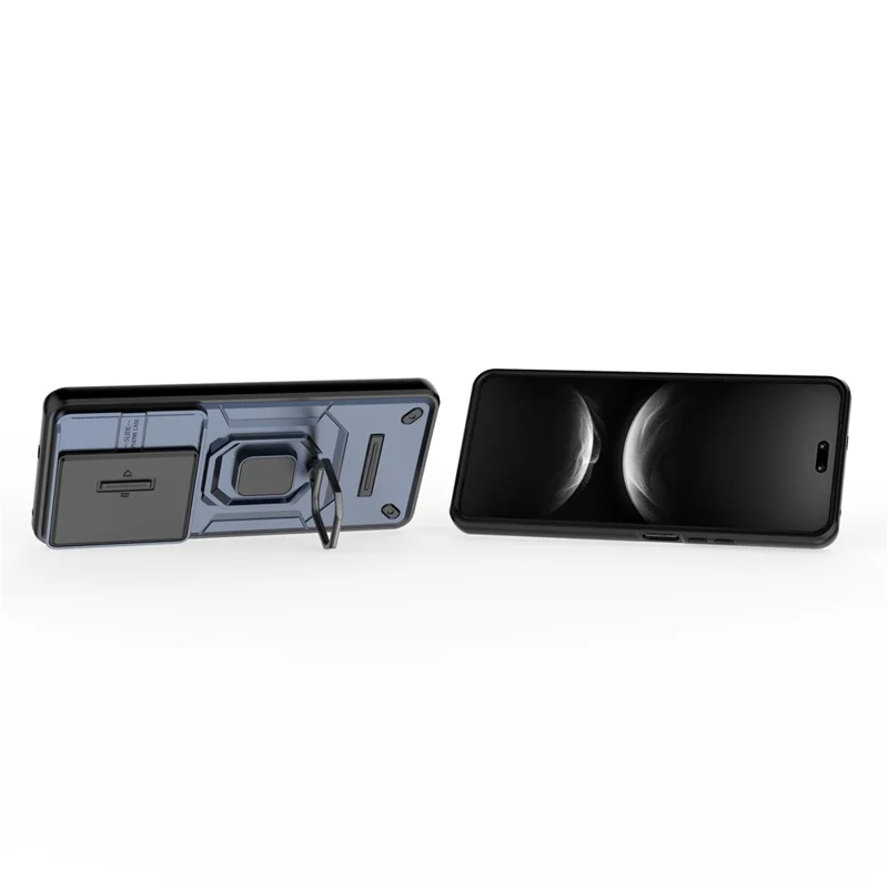 For Huawei nova 14 Pro 5G Case PC + TPU Kickstand Phone Protector with Lens Cover - Blue
