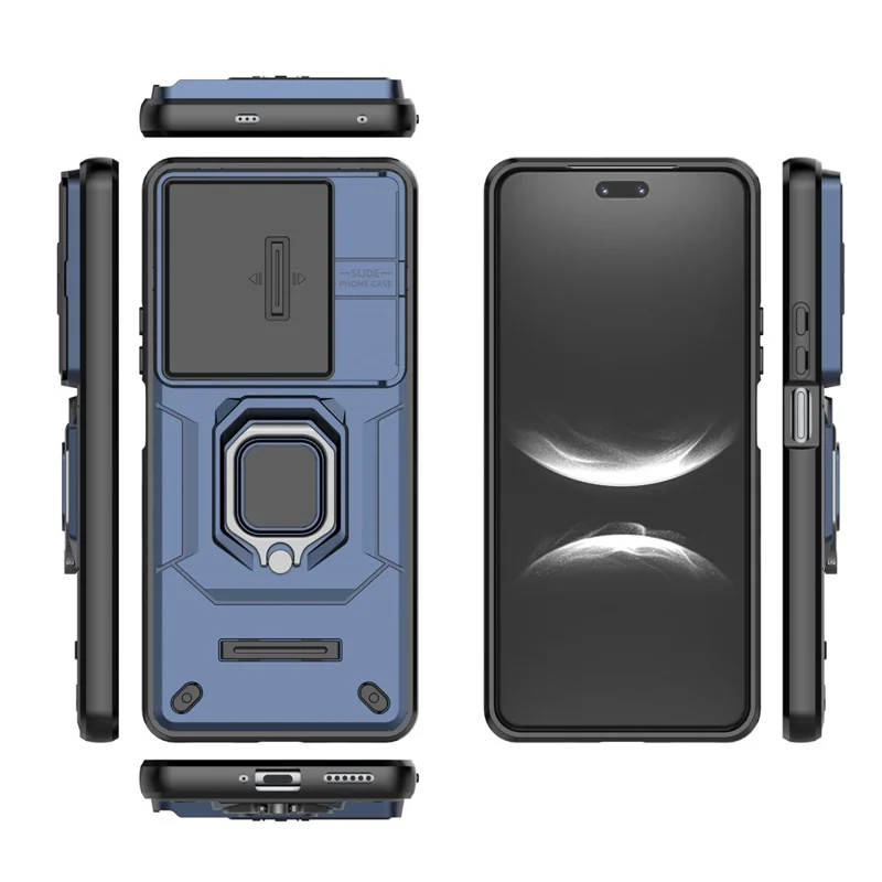 For Huawei nova 14 Pro 5G Case PC + TPU Kickstand Phone Protector with Lens Cover - Blue