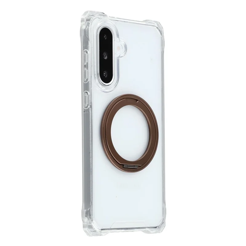 For Samsung Galaxy A26 5G Magnetic Case Ring Kickstand TPU + PC Phone Cover - Brown