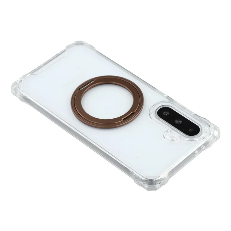 For Samsung Galaxy A26 5G Magnetic Case Ring Kickstand TPU + PC Phone Cover - Brown