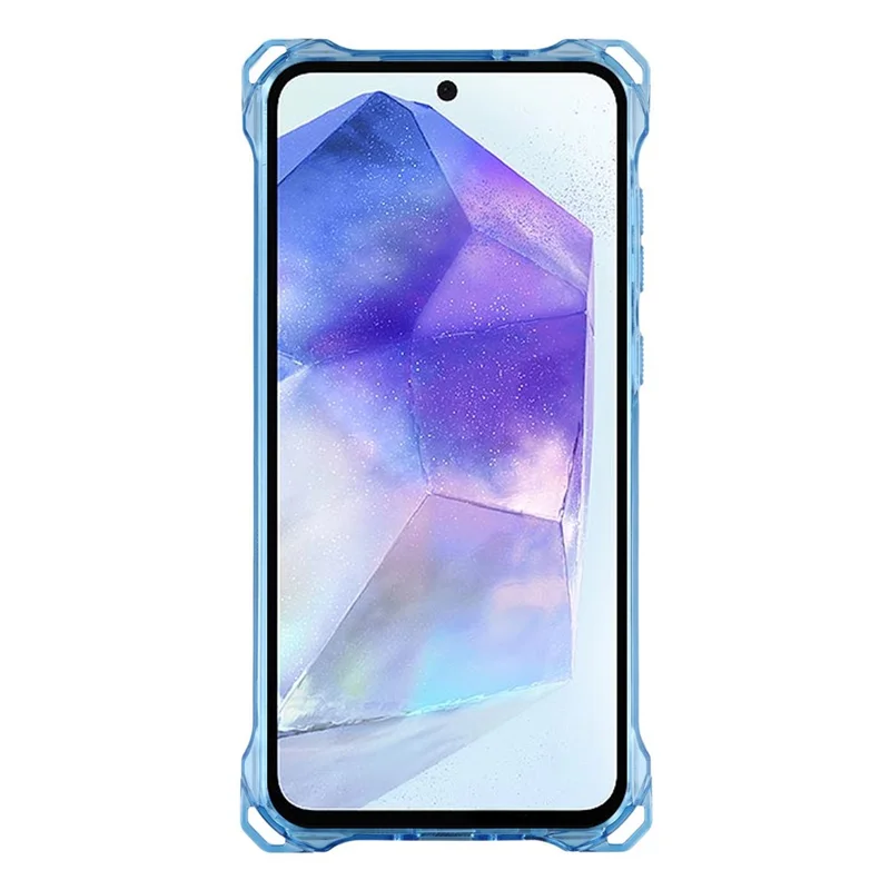 For Samsung Galaxy A55 5G Magnetic Case Ring Kickstand TPU + PC Phone Cover with Lanyard - Blue