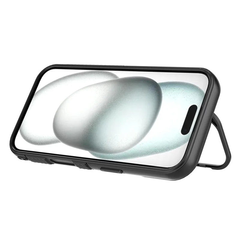 Cover per iPhone 17 Compatibile con MagSafe, con Supporto Pieghevole, Texture Ondulata, Cover in TPU - Nero