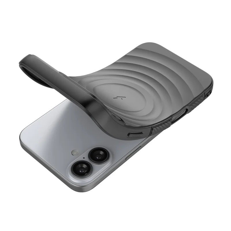 Cover per iPhone 17 Compatibile con MagSafe, con Supporto Pieghevole, Texture Ondulata, Cover in TPU - Nero