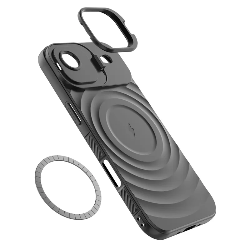 Custodia per iPhone 17 Air Compatibile con MagSafe Supporto PC Texture Ondulata TPU Custodia per Telefono - Nero