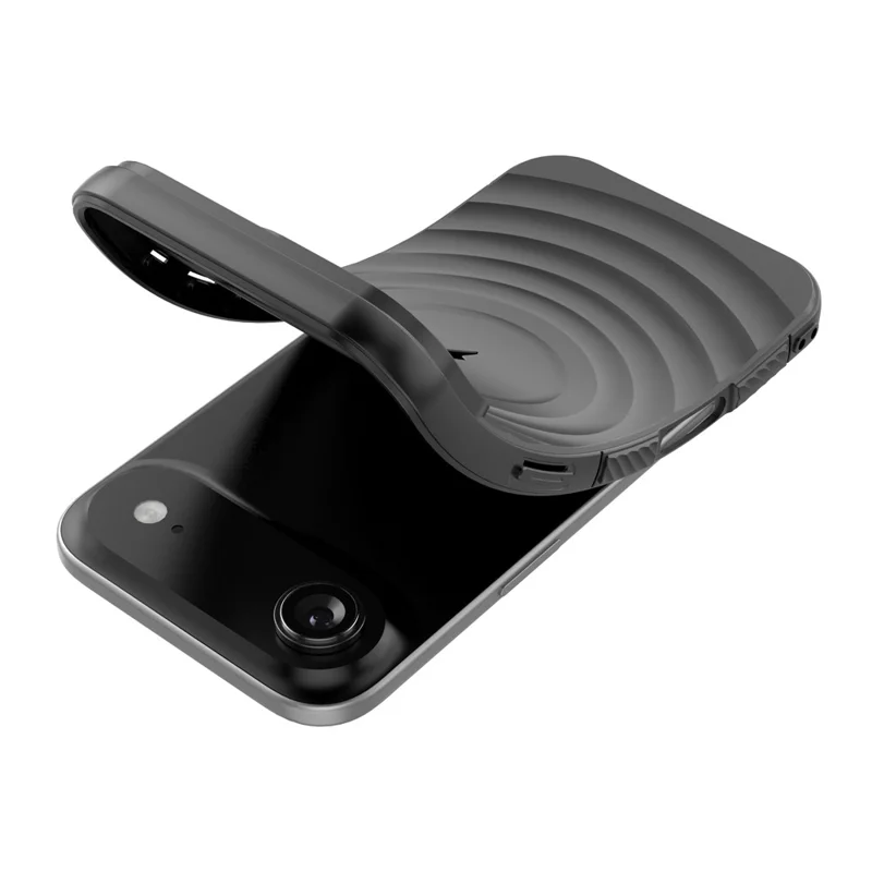 Custodia per iPhone 17 Air Compatibile con MagSafe Supporto PC Texture Ondulata TPU Custodia per Telefono - Nero