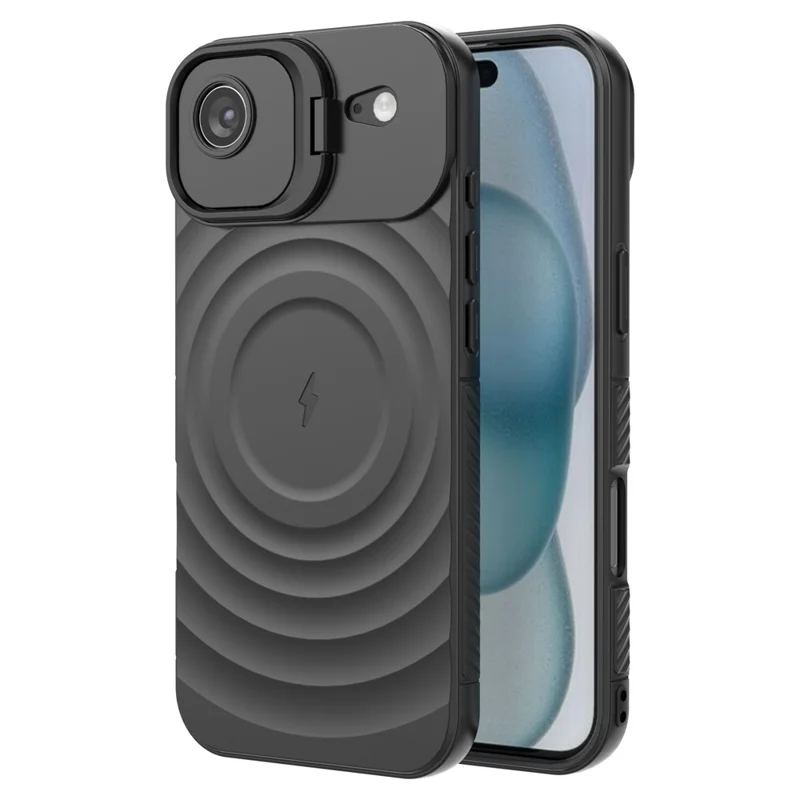 Custodia per iPhone 17 Air Compatibile con MagSafe Supporto PC Texture Ondulata TPU Custodia per Telefono - Nero
