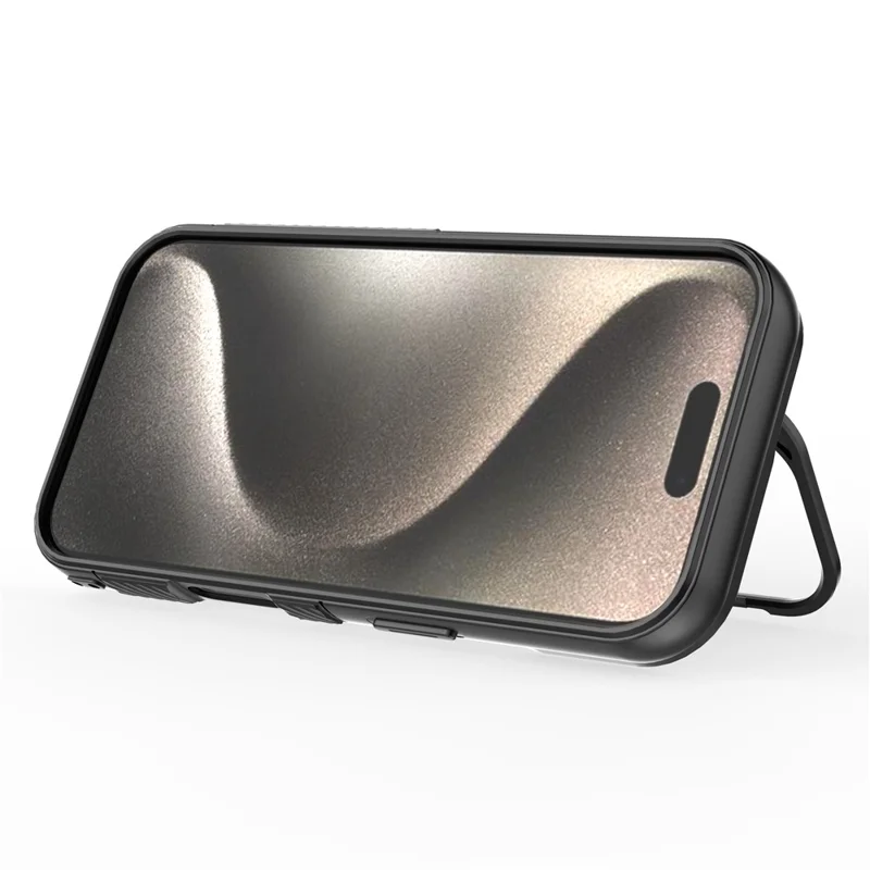 Für iPhone 17 Pro Hülle Kompatibel mit MagSafe PC Ständer Ripple Textur TPU Handyhülle - Schwarz