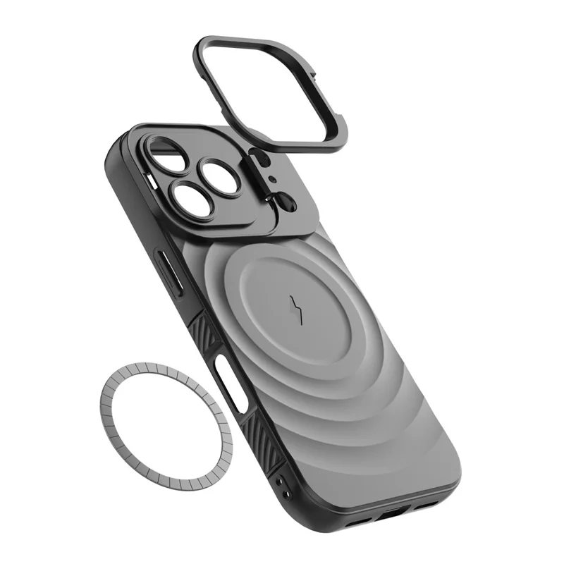 For iPhone 17 Pro Case Compatible with MagSafe PC Kickstand Ripple Texture TPU Phone Cover - Red