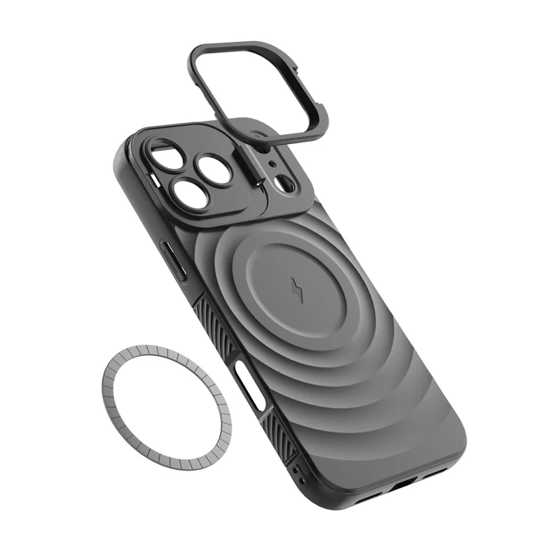 For iPhone 17 Pro Max Case Compatible with MagSafe PC Kickstand Ripple Texture TPU Phone Cover - Blue