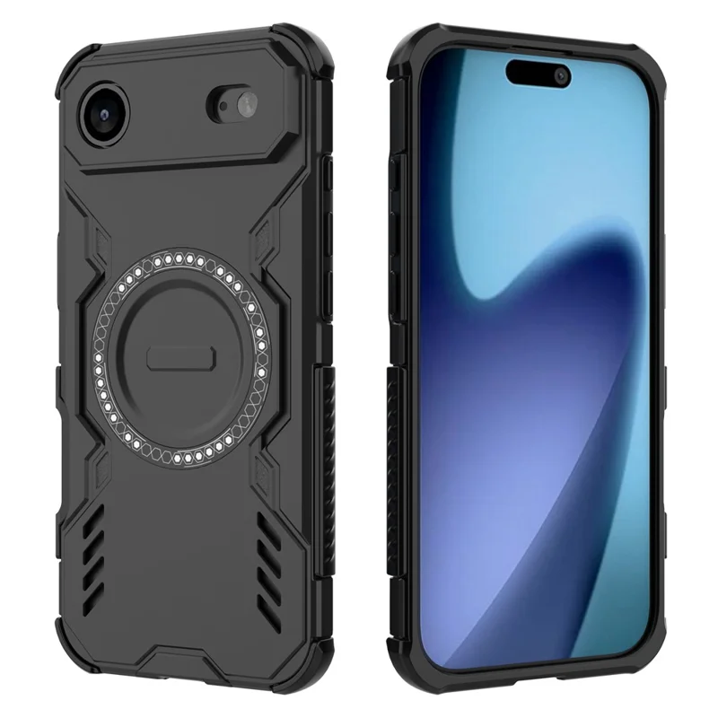 Per iPhone 17 Cover Magnetica Aria Farfalla Armor Cavo Dissipazione del Calore PC + TPU - Nero