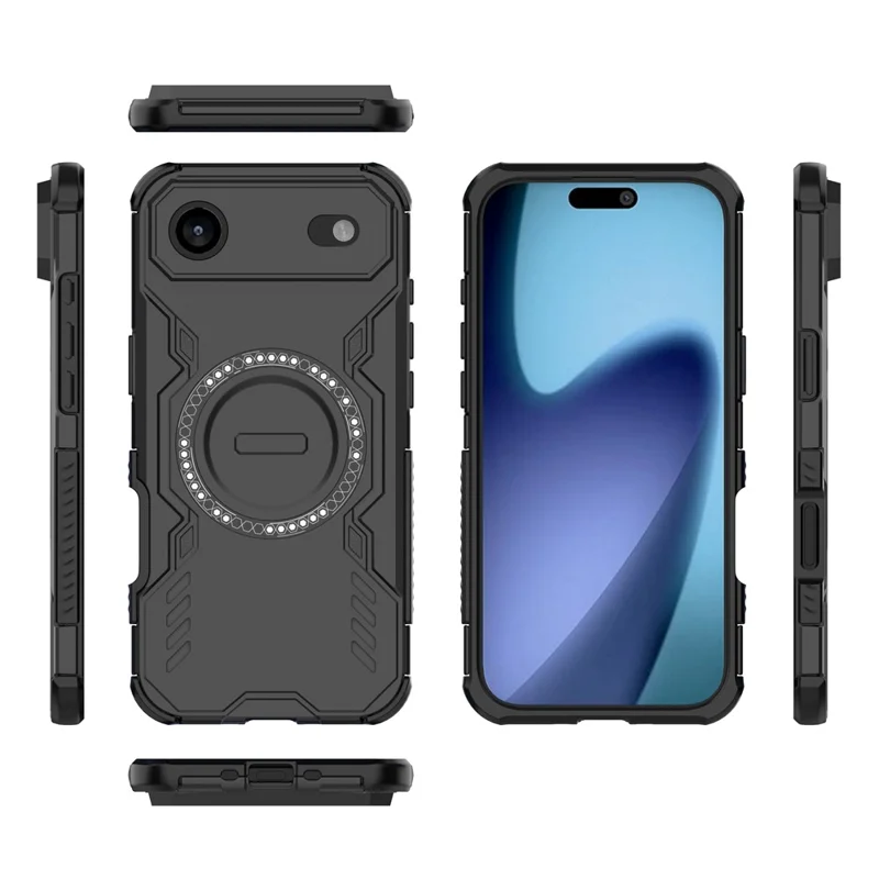 Per iPhone 17 Cover Magnetica Aria Farfalla Armor Cavo Dissipazione del Calore PC + TPU - Nero