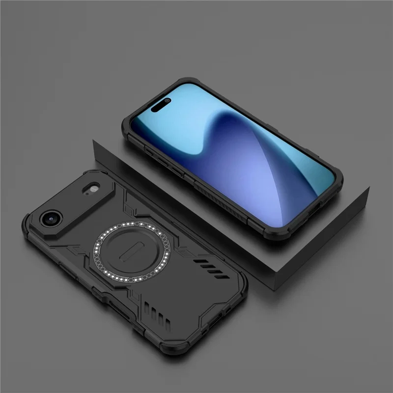 Per iPhone 17 Cover Magnetica Aria Farfalla Armor Cavo Dissipazione del Calore PC + TPU - Nero
