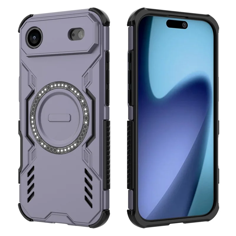 For iPhone Air Magnetic Case Butterfly Armor Hollow Heat Dissipation PC + TPU Phone Cover - Purple