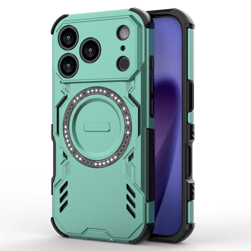 For iPhone 17 Pro Magnetic Case Butterfly Armor Hollow Heat Dissipation PC + TPU Phone Cover - Green