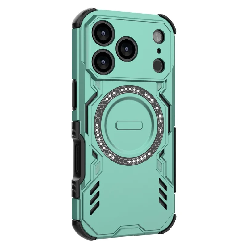 For iPhone 17 Pro Magnetic Case Butterfly Armor Hollow Heat Dissipation PC + TPU Phone Cover - Green