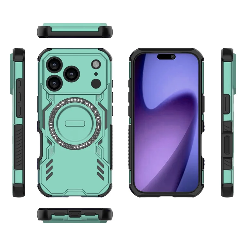 For iPhone 17 Pro Magnetic Case Butterfly Armor Hollow Heat Dissipation PC + TPU Phone Cover - Green