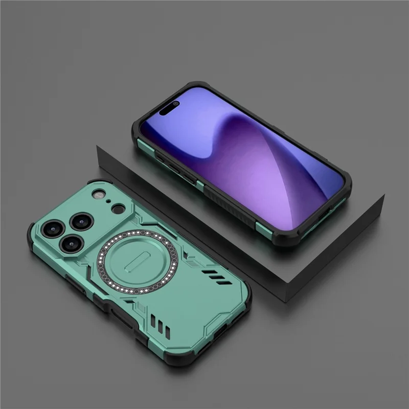 For iPhone 17 Pro Magnetic Case Butterfly Armor Hollow Heat Dissipation PC + TPU Phone Cover - Green