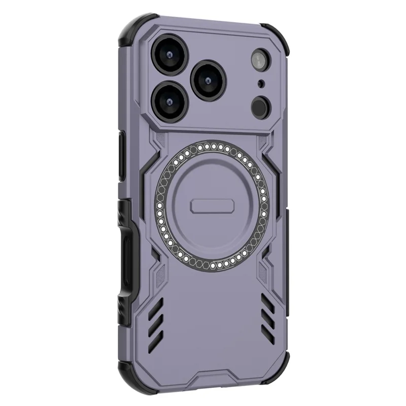 For iPhone 17 Pro Magnetic Case Butterfly Armor Hollow Heat Dissipation PC + TPU Phone Cover - Purple