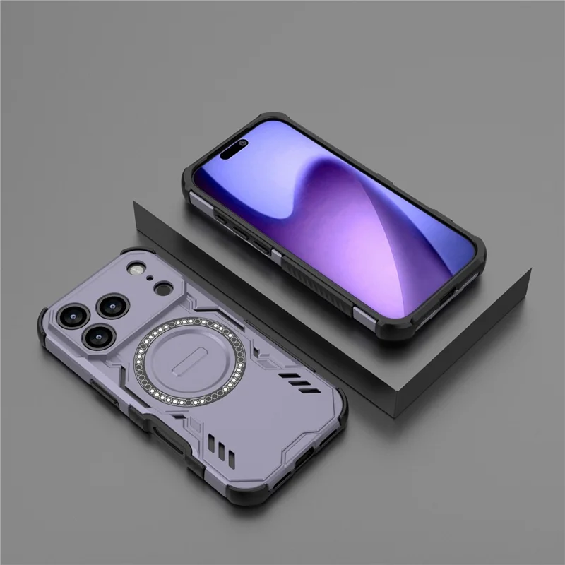 For iPhone 17 Pro Magnetic Case Butterfly Armor Hollow Heat Dissipation PC + TPU Phone Cover - Purple