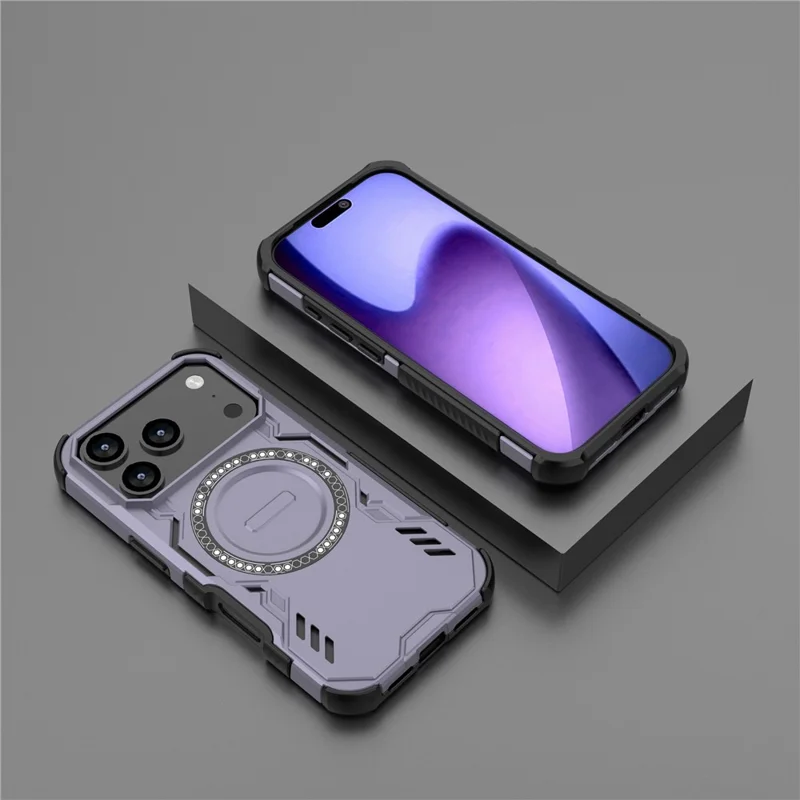 For iPhone 17 Pro Magnetic Case Butterfly Armor Hollow Heat Dissipation PC + TPU Phone Cover - Purple