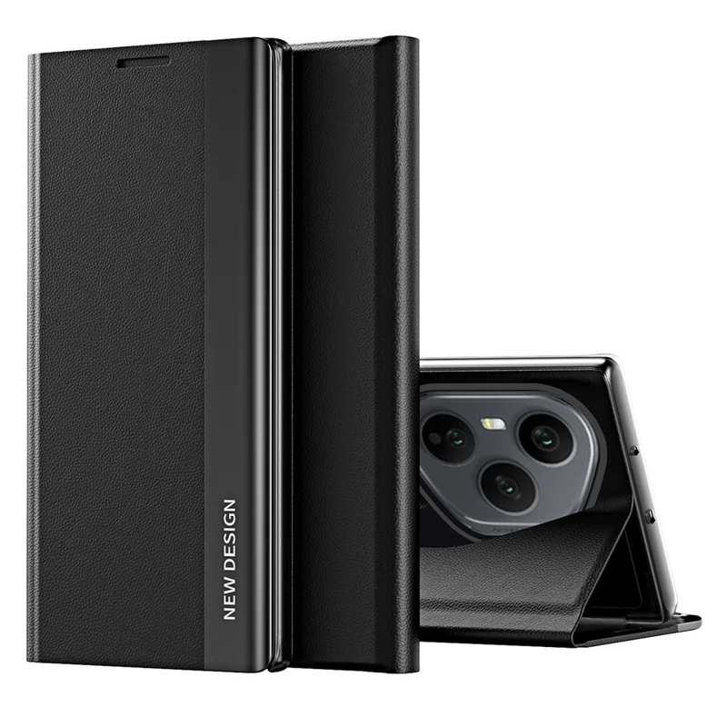 For Honor 400 Pro 5G (Global) Case Anti-Drop Leather Phone Cover with Stand - Black