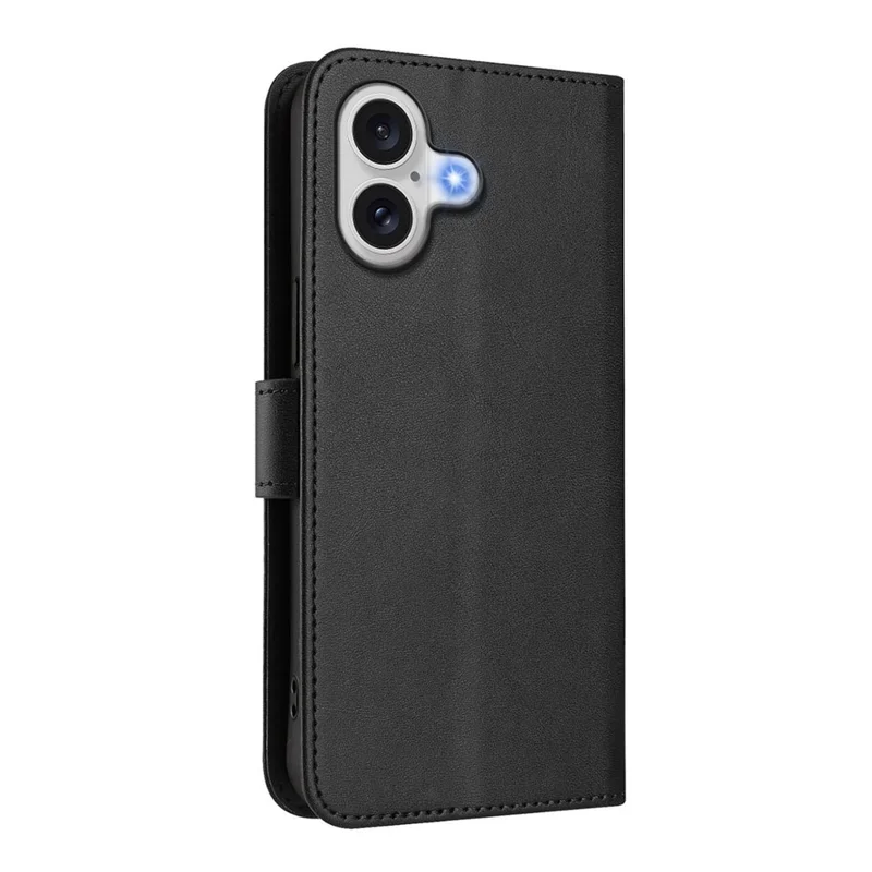 For iPhone 17 Case Panda Imprint RFID Blocking Wallet Leather Phone Cover with Wrist Strap - Black