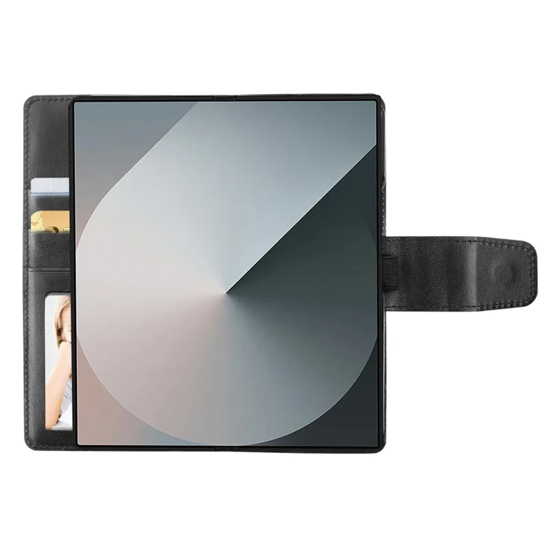 HANMAN Mill Series for Samsung	Galaxy Z Fold7 5G Case Wallet Stand PU Leather Phone Cover - Black