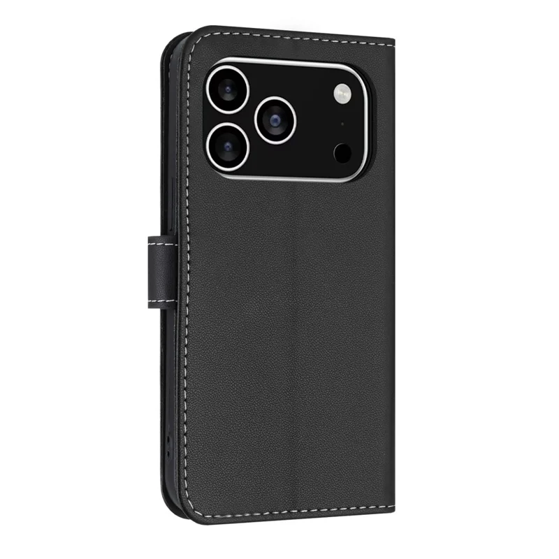For iPhone 17 Pro Case met strikversiering Portefeuille Leren telefoonhoes met polsbandje - Zwart
