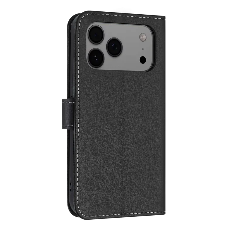 For iPhone 17 Pro Max hoesje met strikdecoratie, portemonnee van lederen telefoonhoes met polsbandje - Zwart