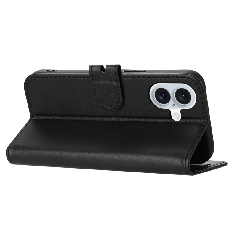 For iPhone 17 Case Happy Cat Pattern Imprinted Leather Wallet Phone Cover - Black