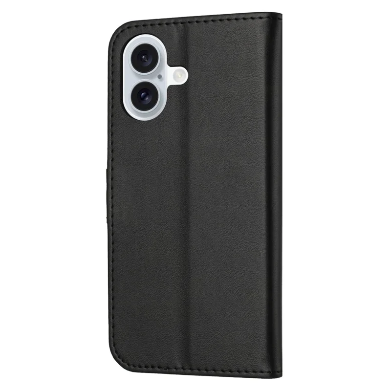 For iPhone 17 Case Happy Cat Pattern Imprinted Leather Wallet Phone Cover - Black