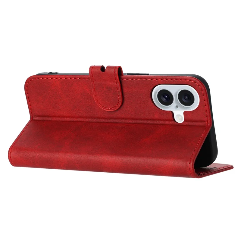 For iPhone 17 Case Happy Cat Pattern Imprinted Leather Wallet Phone Cover - Red