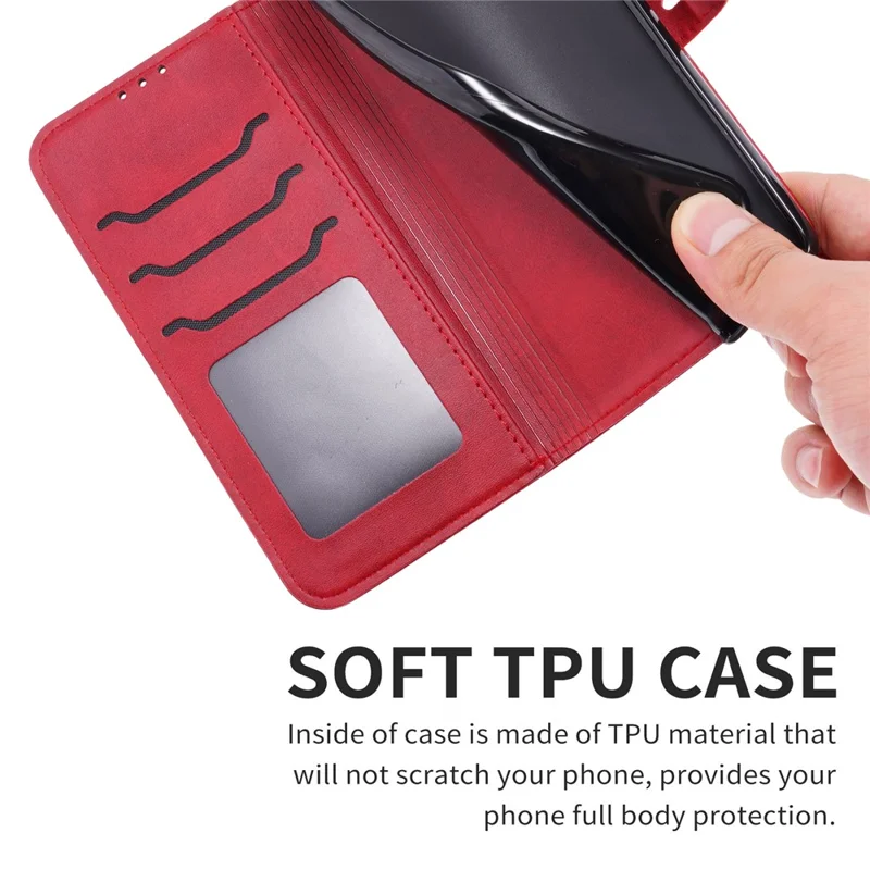For iPhone 17 Case Happy Cat Pattern Imprinted Leather Wallet Phone Cover - Red