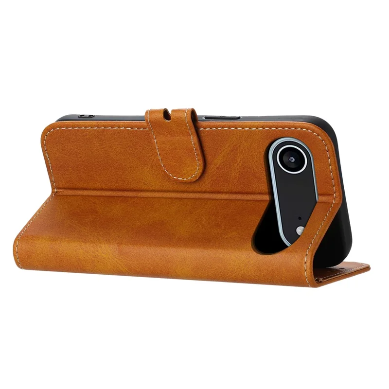 For iPhone Air Case Happy Cat Pattern Imprinted Leather Wallet Phone Cover - Yellow