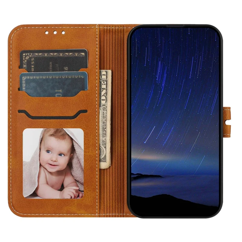 For iPhone Air Case Happy Cat Pattern Imprinted Leather Wallet Phone Cover - Yellow