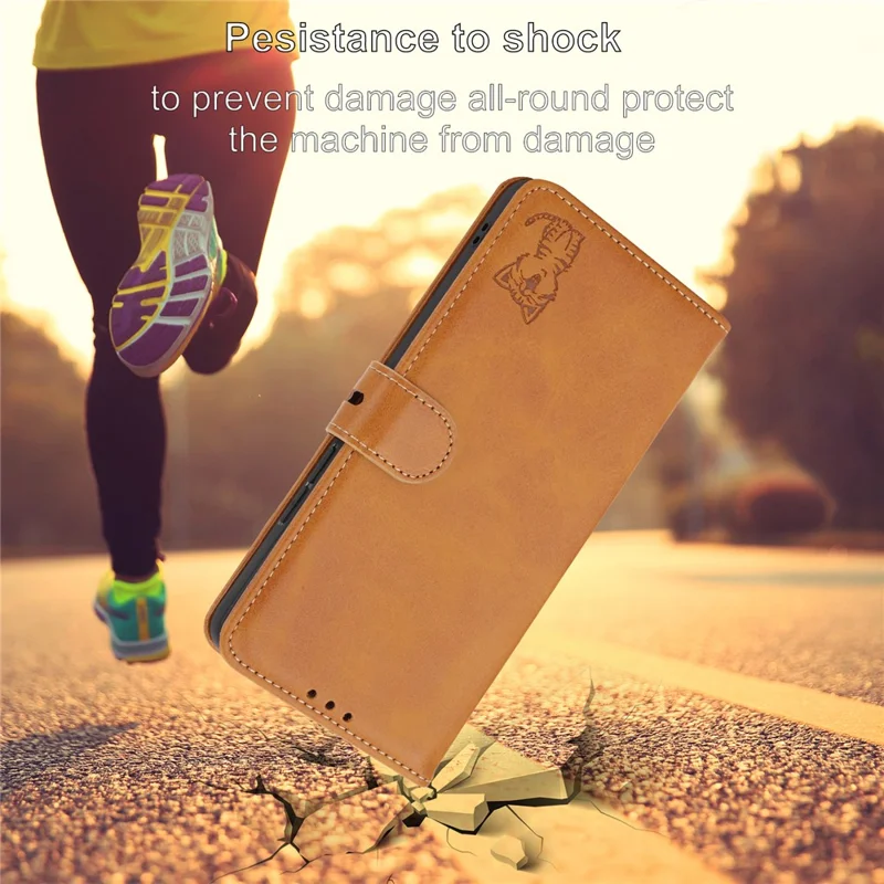 For iPhone Air Case Happy Cat Pattern Imprinted Leather Wallet Phone Cover - Yellow